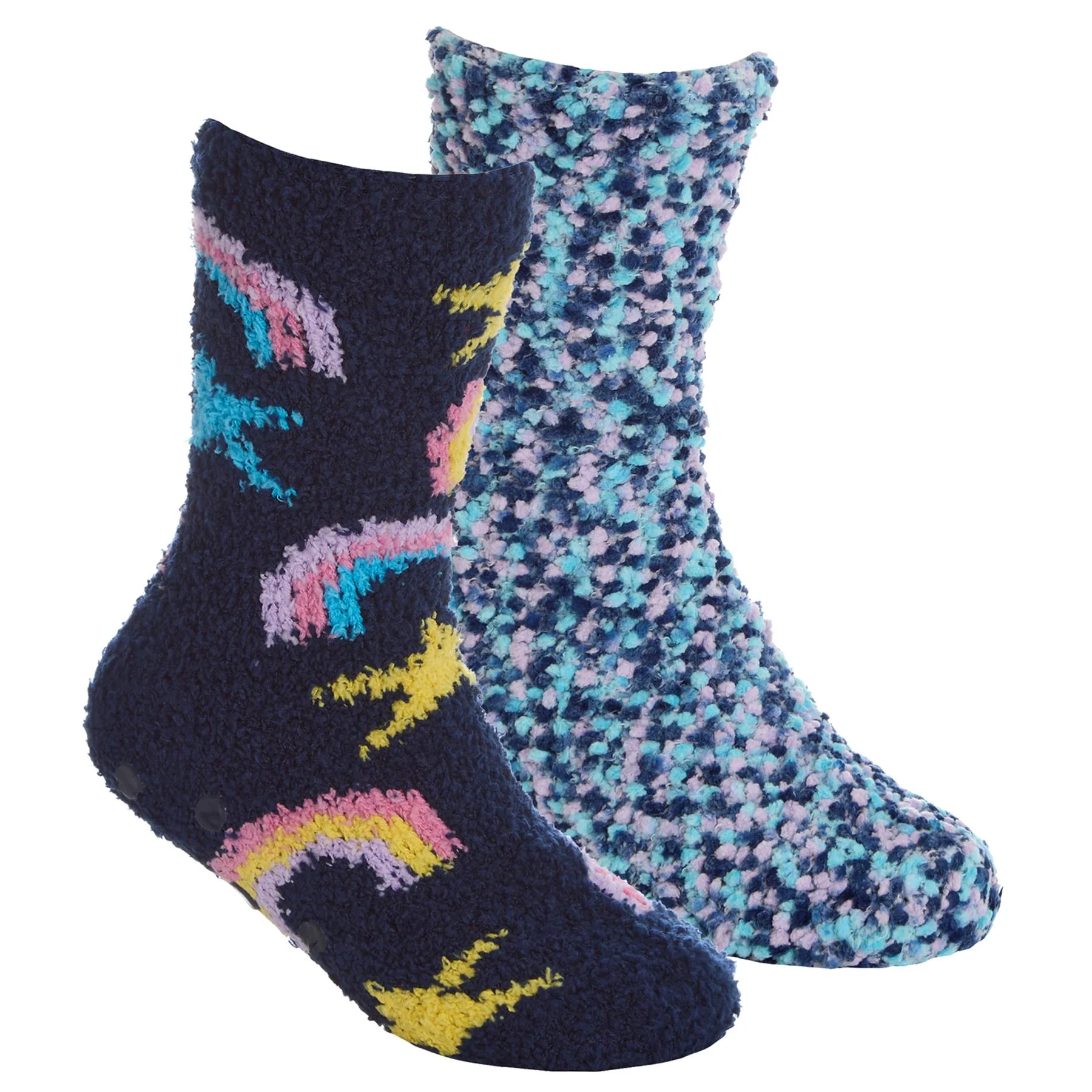 4 Pairs Girls Rainbow & Leopard Print Cosy Socks - Image 4