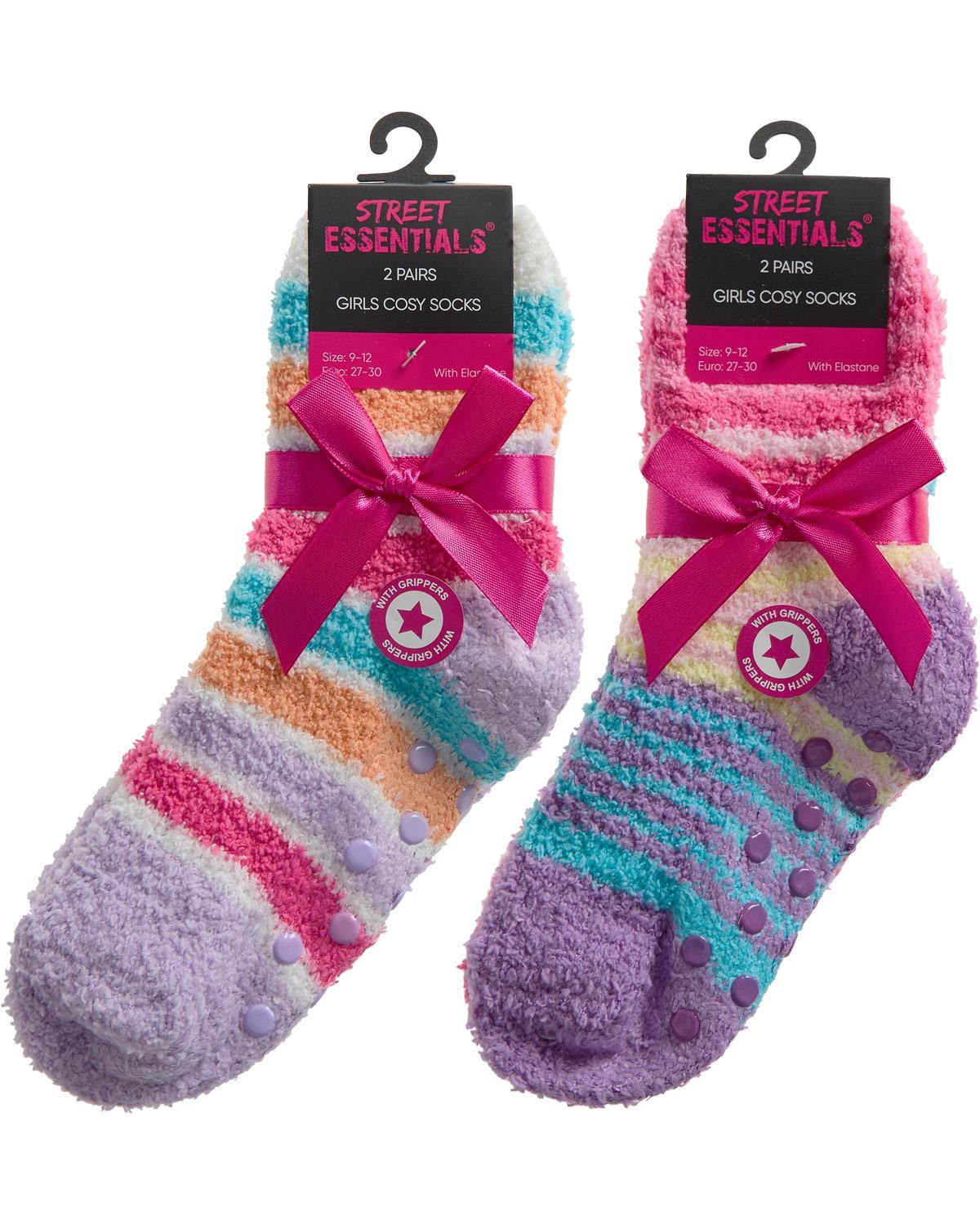 4 Pairs Girls Stars & Stripes Cosy Socks - Image 3