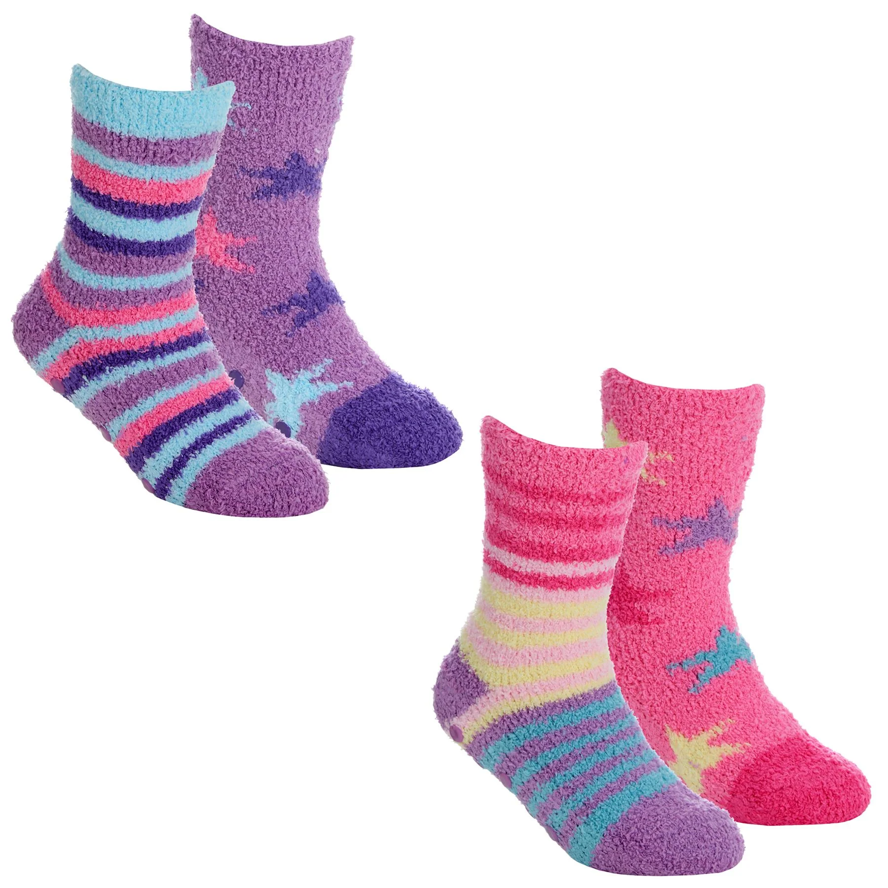 4 Pairs Girls Stars & Stripes Cosy Socks - Image 6