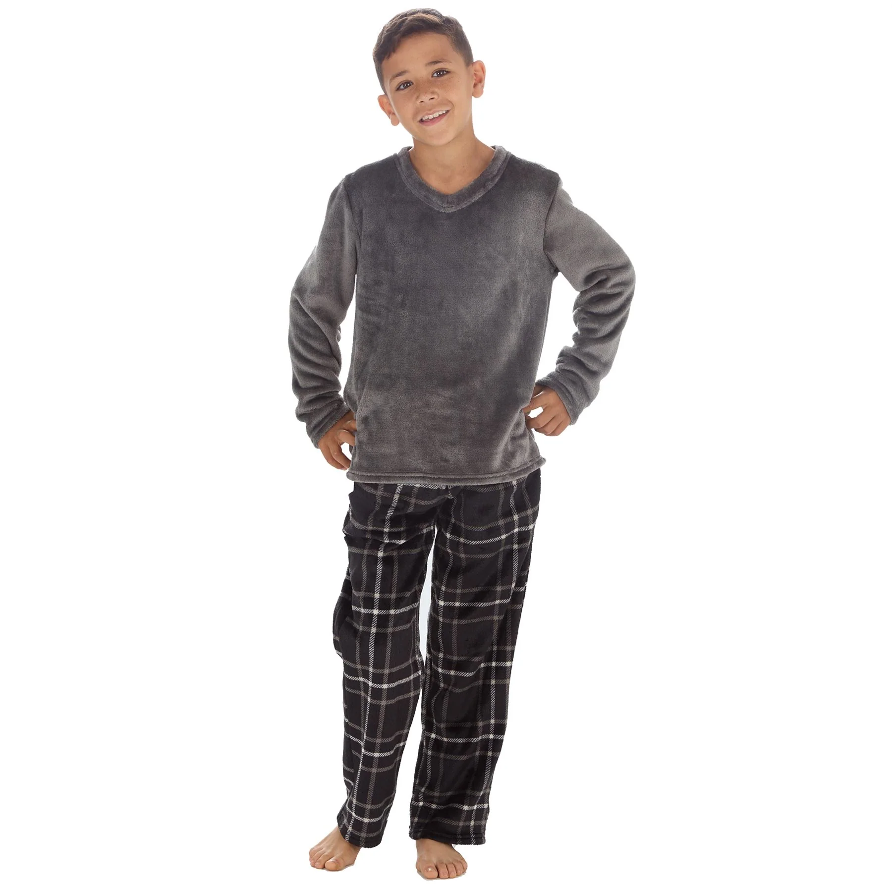 Cargo Bay Boys Polished Fleece Check Pyjamas - Image 4