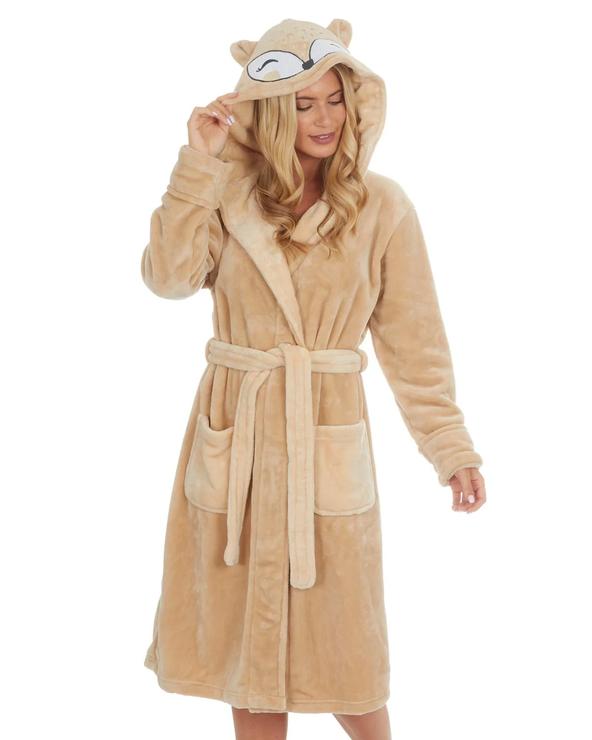 Forever Dreaming Womens Beige Fox Dressing Gown - Image 3