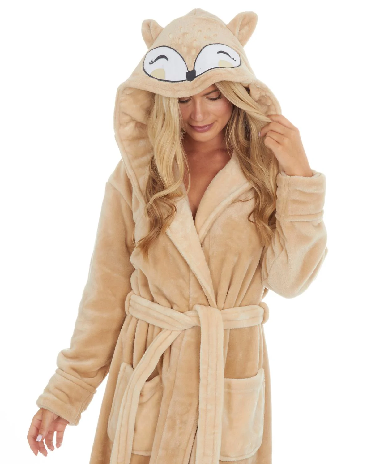 Forever Dreaming Womens Beige Fox Dressing Gown - Image 4