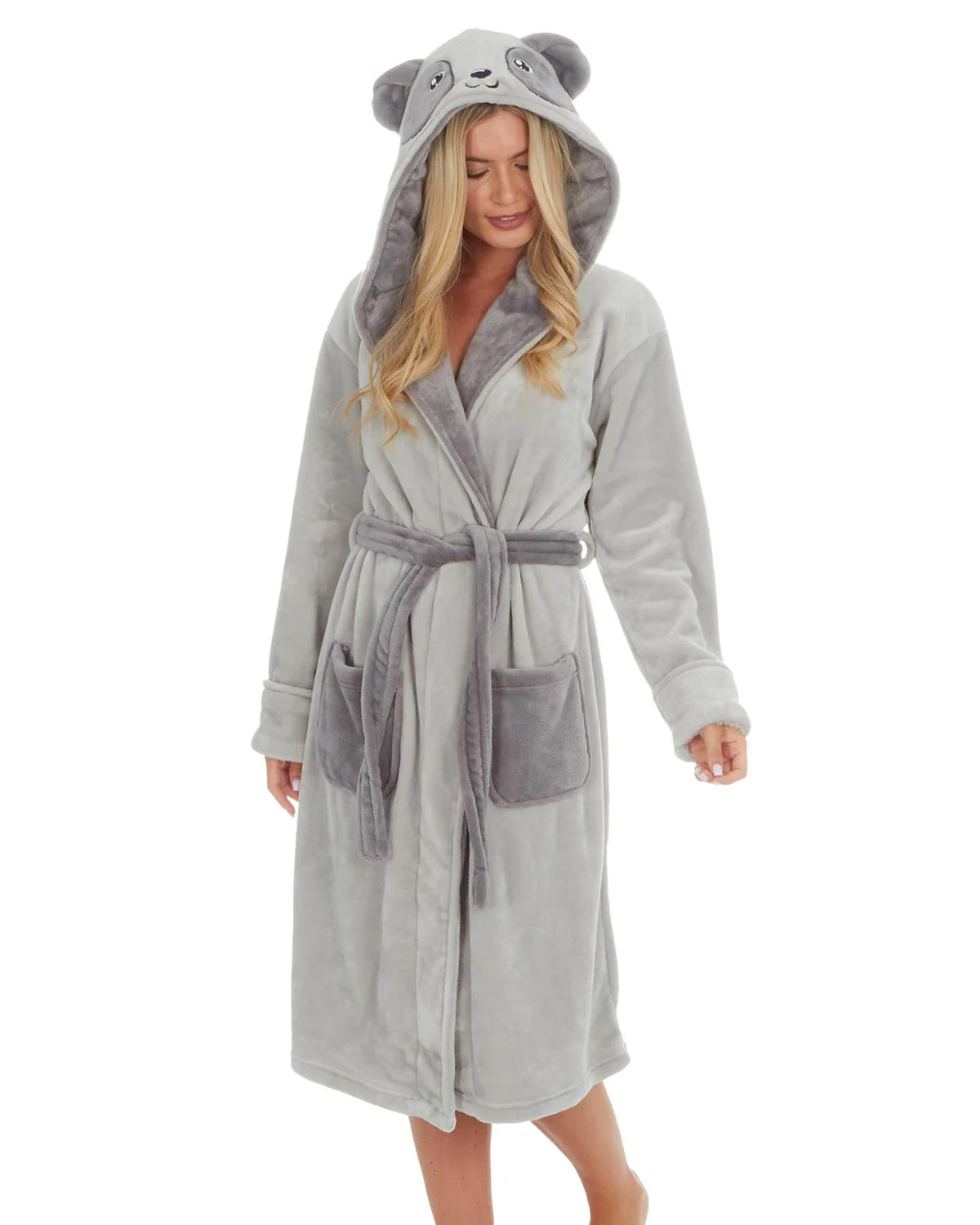 Forever Dreaming Womens Grey Panda Dressing Gown - Image 3