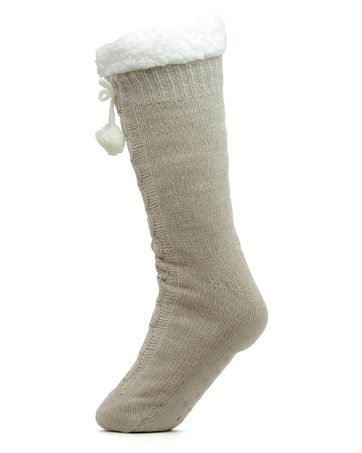 Foxbury Womens Chenille Pom Pom Slipper Socks - Image 3
