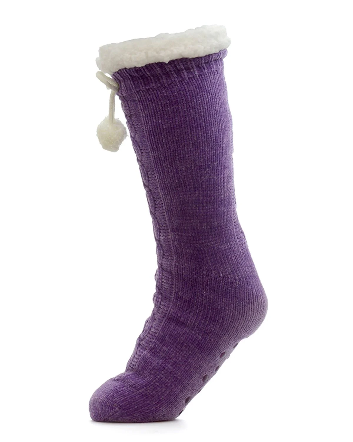 Foxbury Womens Chenille Pom Pom Slipper Socks - Image 5