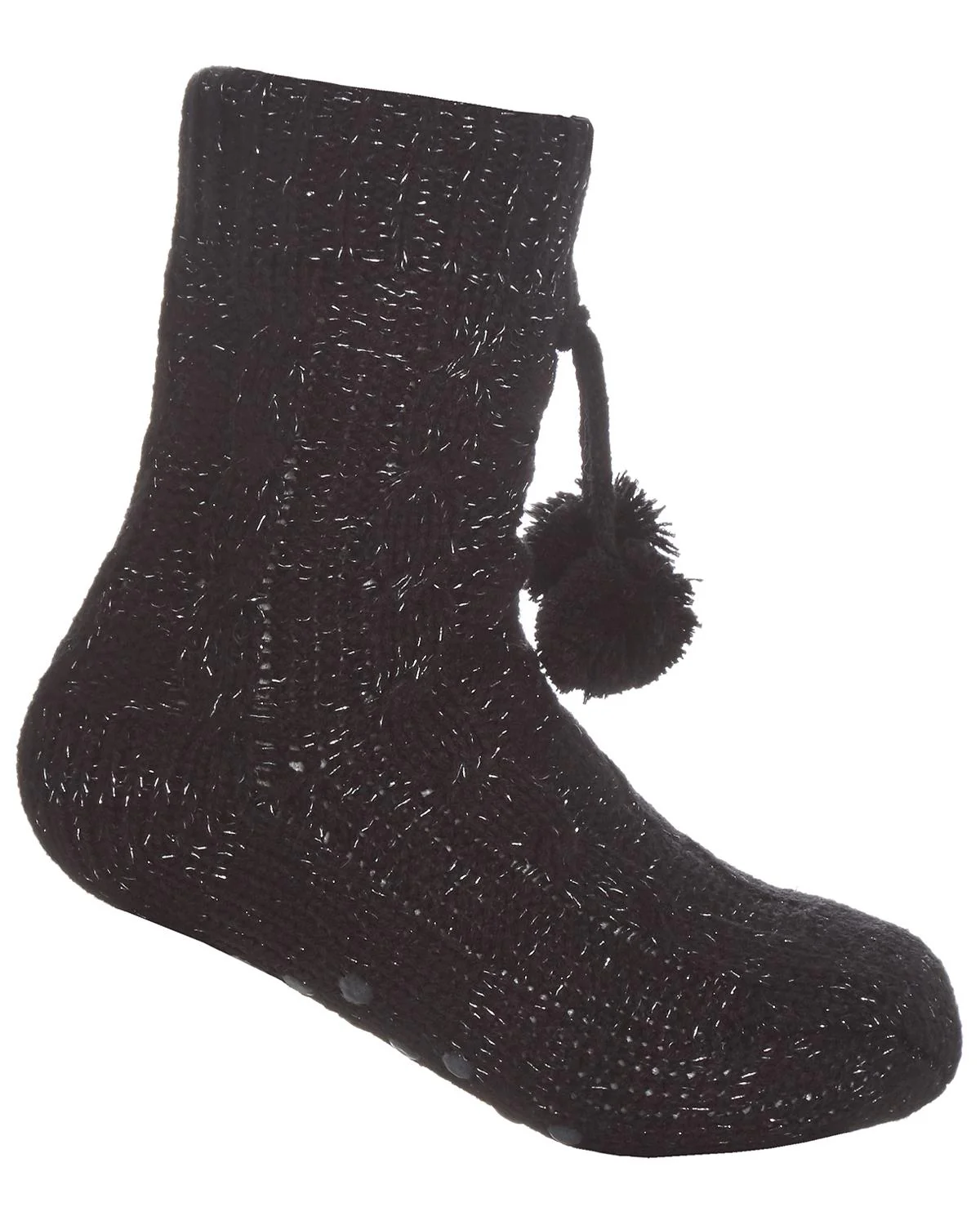 Girls Lurex Cable Knit Slipper Socks - Image 3