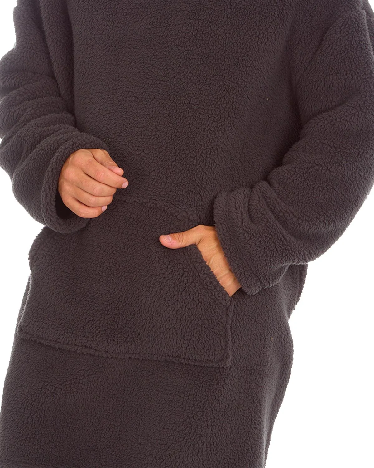 Huggable Mens Borg Fleece Oversized Hoodie - Image 6