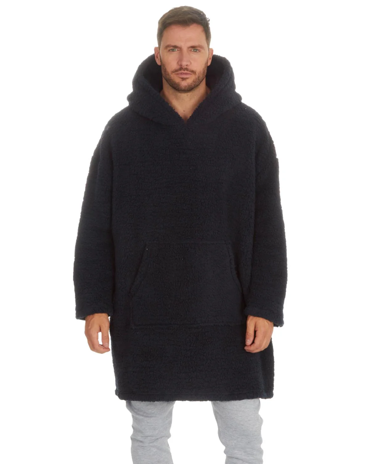 Huggable Mens Borg Fleece Oversized Hoodie - Image 9
