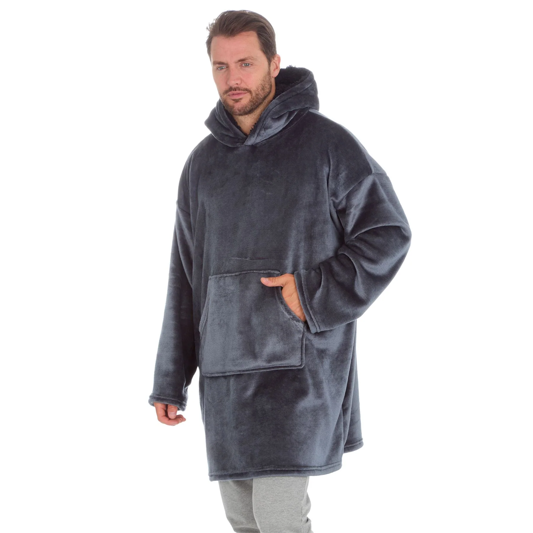 Huggable Mens Polished Fleece Oversized Hoodie - Image 10