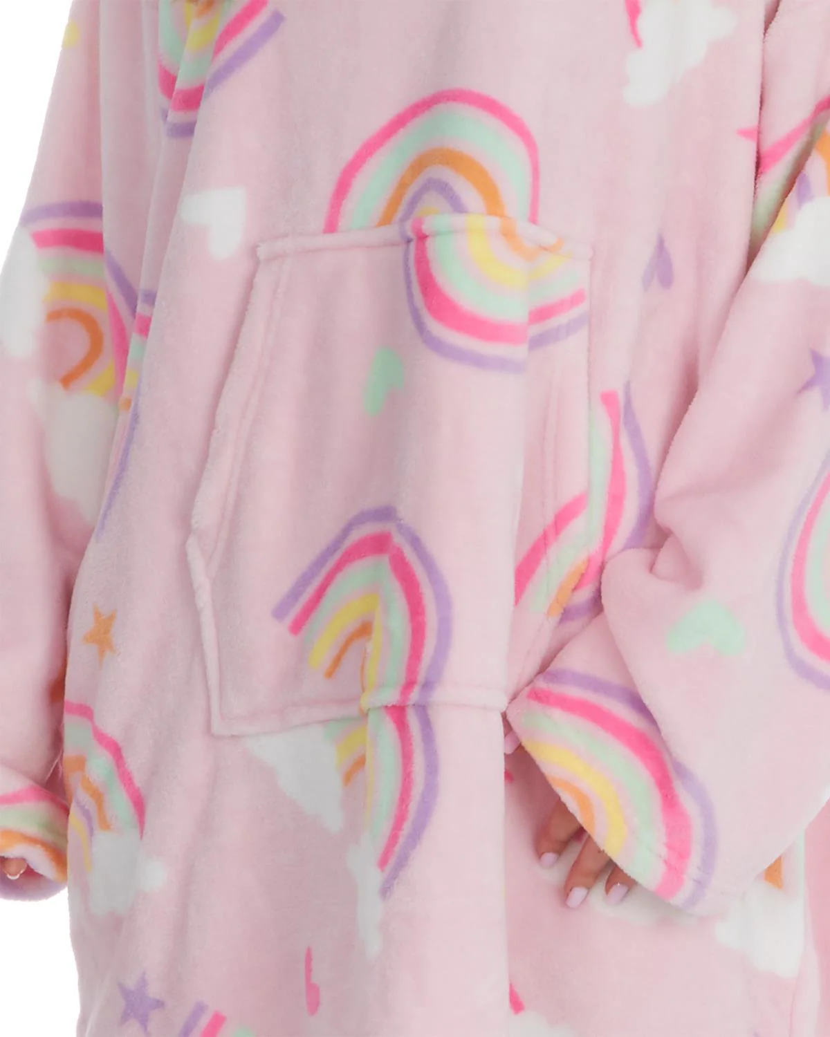 Huggable Womens Pink Rainbow Oversized Hoodie - Image 4