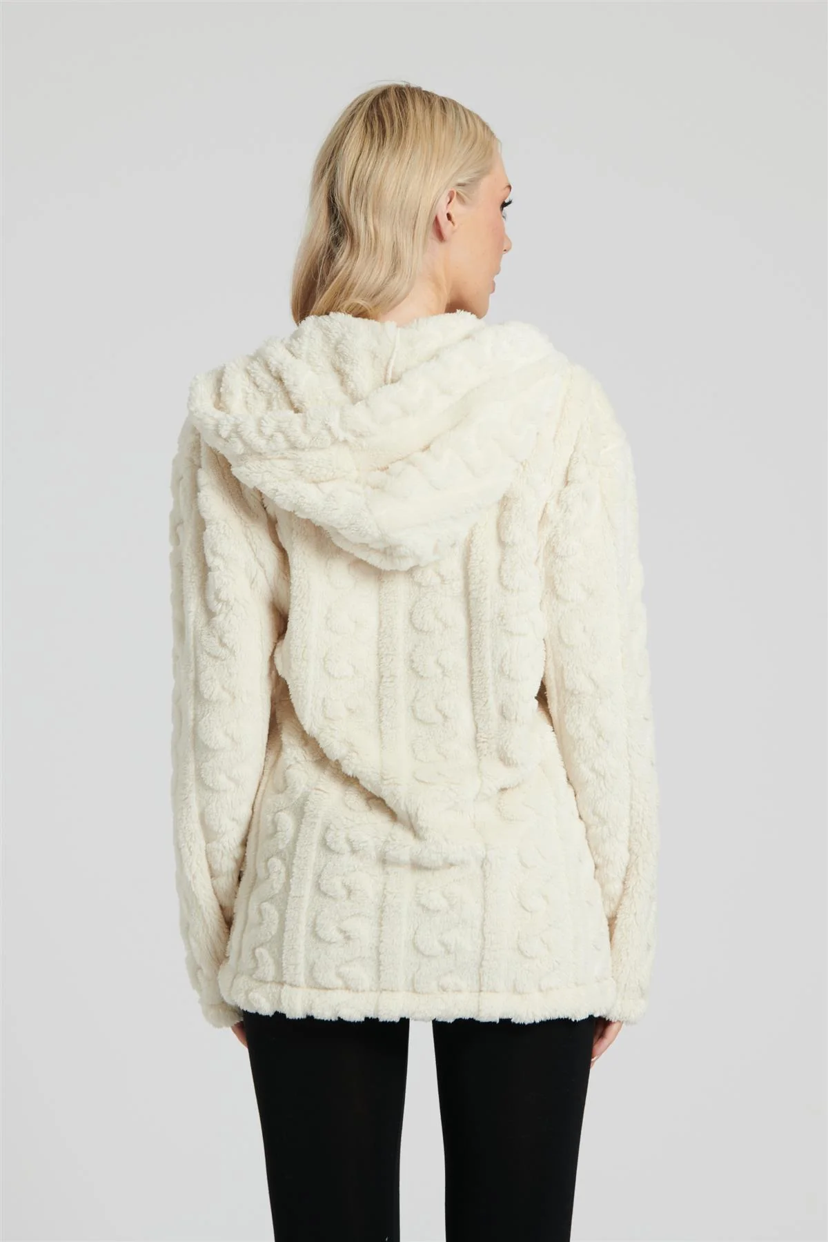 Pistachio Womens Cream Cable Cut Button Cardigan - Image 5
